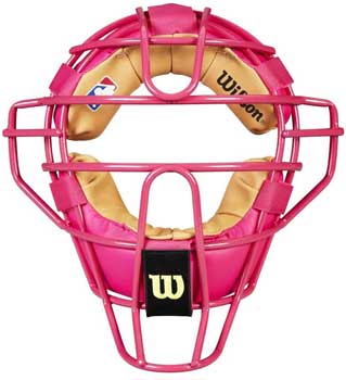 Wilson MLB Pink Dyna-Lite Steel Umpire Mask with Pink and Tan