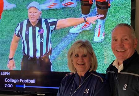 Joe & Patti DeRosa in front of ESPN Football Game