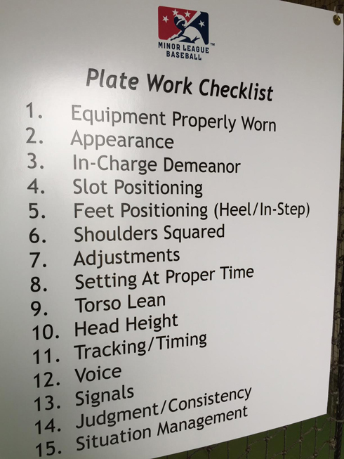 Umpire Plate Work Checklist