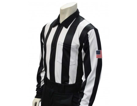 Smitty Cold Weather FBS-138 Official's Choice! 2 1/4 Stripe Performance Heavyweight Interlock Football Referee Long Sleeve Shirt 