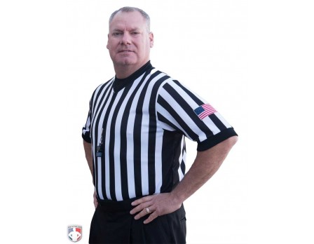 USA201 Smitty Dye Sublimated Side Panel 1" Stripe V-Neck Referee Shirt with USA FLAG USA201 Smitty Dye Sublimated Side Panel 1" Stripe V-Neck Referee Shirt with USA FLAG