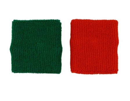 Pack of 2 Adams Referee Wrestling Officials Terry Cloth Wrist Bands One Green, One Red 