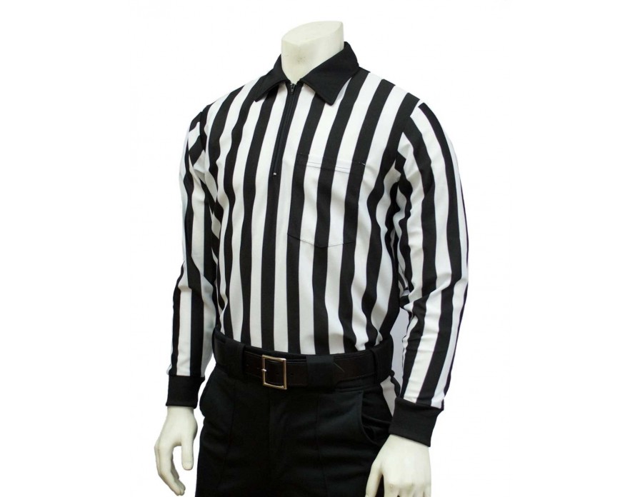 Smitty FBS-102 100% Warp Knit Polyester Long Sleeve Shirt Byron Collar and Front Collar 1 Stripe Officials Choice! Football Lacrosse 