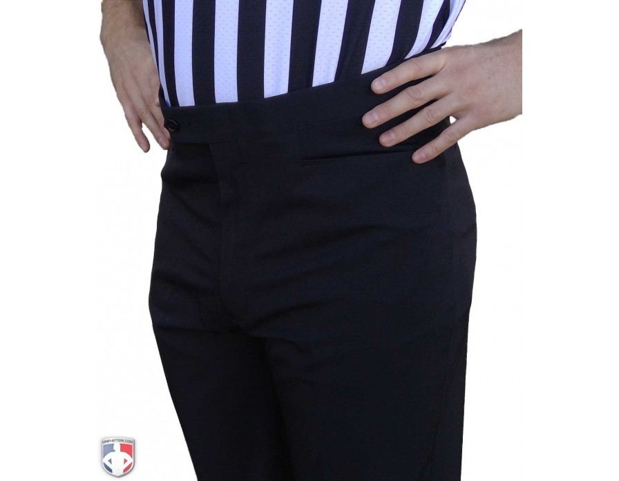 Official's Choice! FBS-184 1 1/4 White Stripe Smitty New 'Tapered Fit' 4-Way Stretch Poly/Spandex Fabric Football Referee Pants 