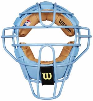 Wilson MLB Sky Blue Dyna-Lite Steel Umpire Mask with Sky Blue and Tan