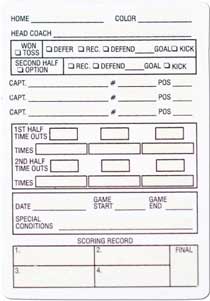 Football Referee Information Cards