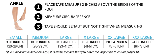 Freeze Sleeve Ankle Sizing Guide