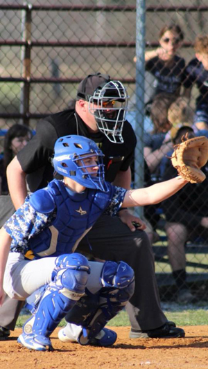 TJ Morgan rocking his Force3 Defender Mask behind the plate