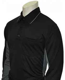 Smitty MLB Replica Long Sleeve Umpire Shirt - Black with Charcoal Grey